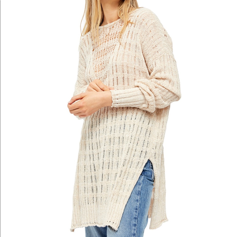 Free People Pretty in Pointelle Sweater Tunic Sz XS
